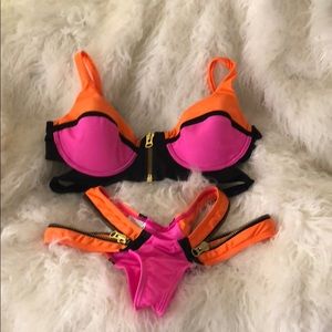 Pink and orange Beach bunny bikini bottoms new
